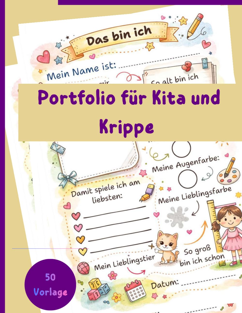 Portfolio für kita und Krippe: Meine Kindergartenzeit liebevoll festhalten || A4 Vorlagen
