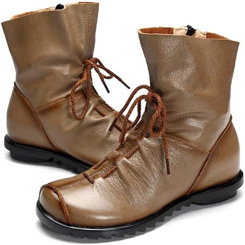 Women's Leather Casual Soft Flat Boots - Image 4