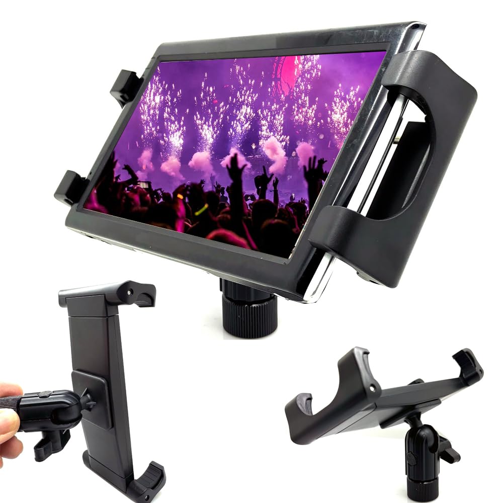 LycoGear Tablet Smartphone 5/8 Microphone Stand Mount, Pro Grade Mic Adapter, Anti-Slip Holder for Musicians Performers Studio Recording Compatible