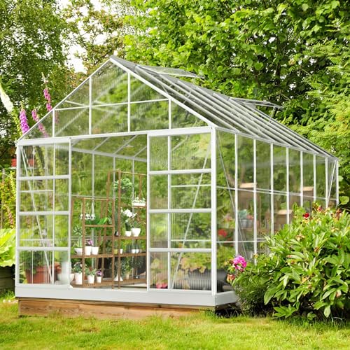 Mellcom GREENHOUSE Polycarbonate With Adjustable Roof Vent And Sliding Door cover