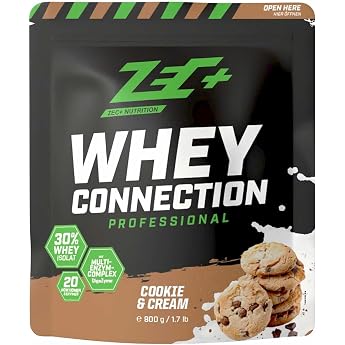 ZEC+ Whey Connection Professional - Made of High-Quality Whey Concentrate & 30% Whey Protein Isolate High-Quality Protein Shake with Enzyme Complex Cream Biscuit - 800 g