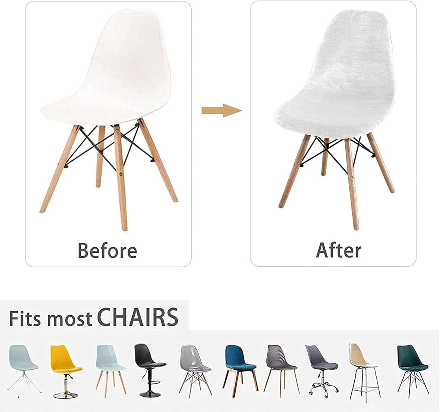 Mid Century Modern Velvet Chair Covers - 4-Pack Slipcovers for Armless Dining & Lounge Chairs, Stylish Protector for Home, Kitchen & Living Room Decor