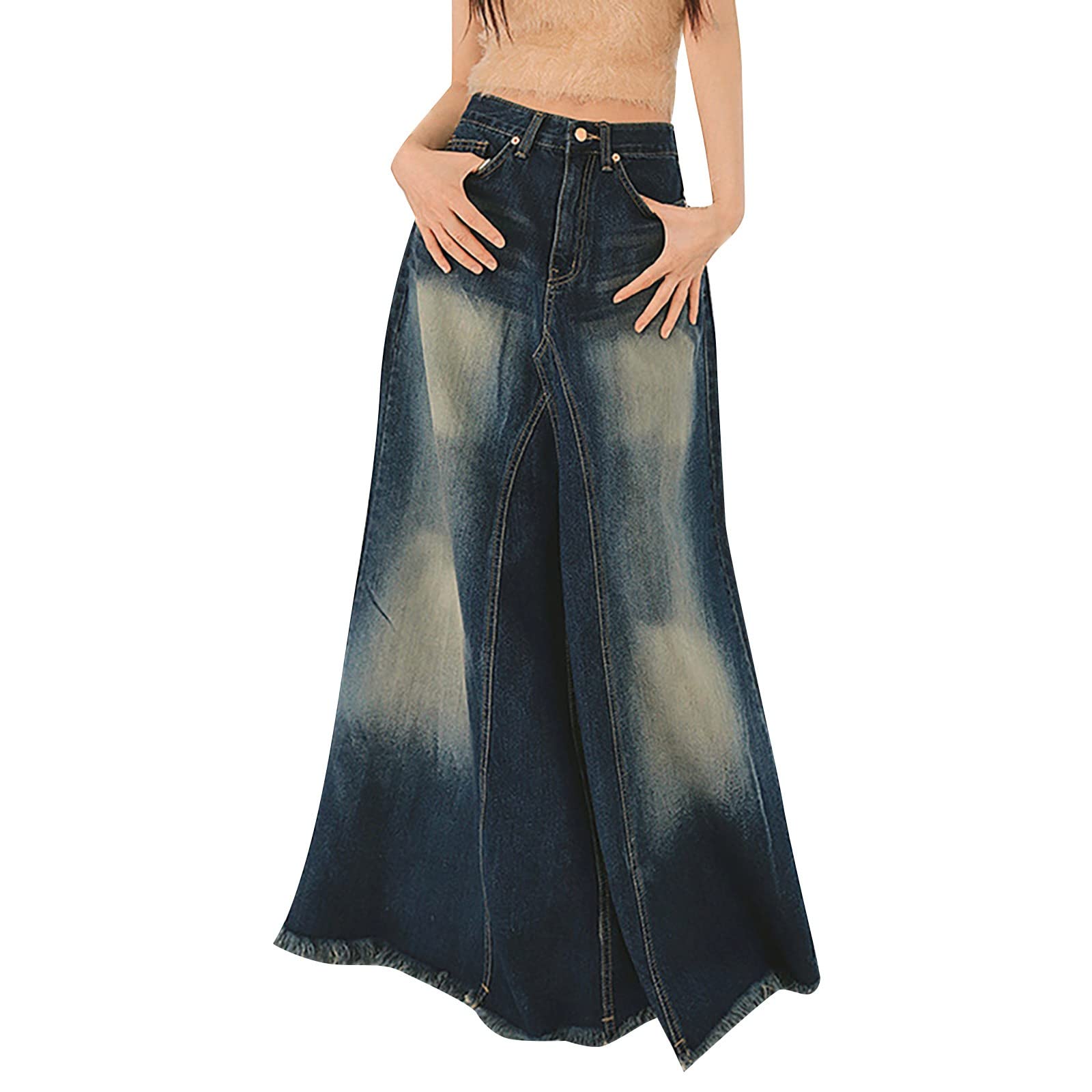 Rock Damen Elegant - Design Damen Denimrock Mit Fischschwanz-Saum Modischer Waschung