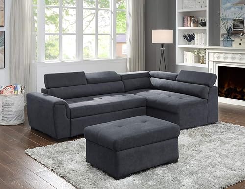 Lilola Home Haris 97-inch Dark Gray Woven Fabric Sleeper Sectional