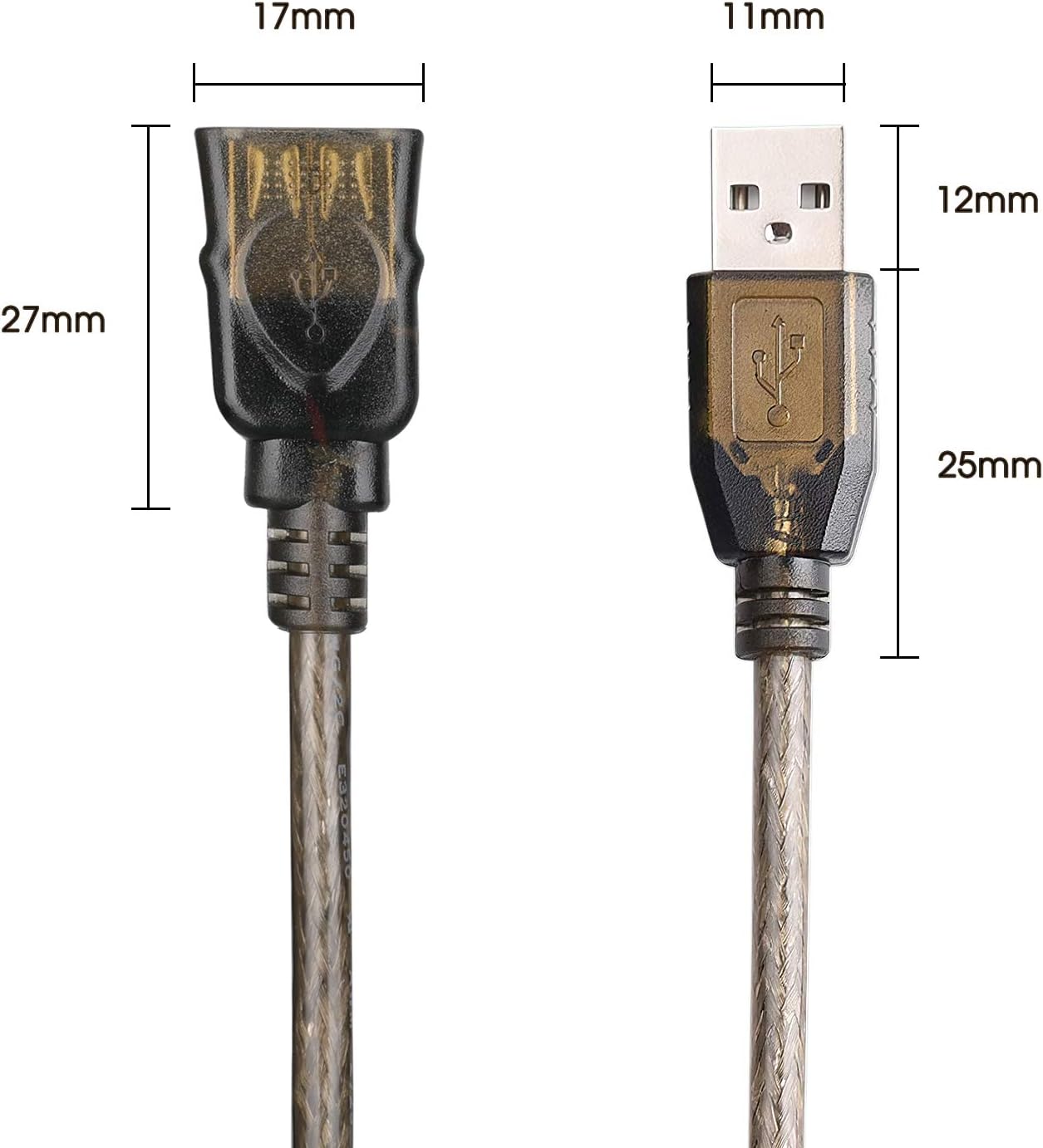 USB 2.0 Type A Male to A Female Active Repeater Extension Cable 50ft, High Speed 480 Mbps