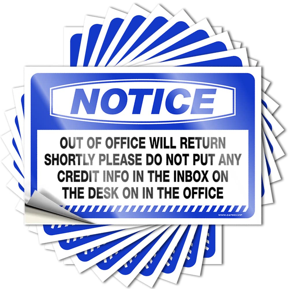 Stickers Cool Peel and Stick - Notice Out of Office Will Return Shortly Please Water Encouraging Waterproof Vinyl for Travel(12X18CM)