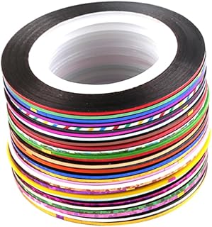 MERRYHAPY Pegatinas Uñas 30 Colores 1mm Línea De Arte Cintas Adhesivas Decoración De Uñas Brillante