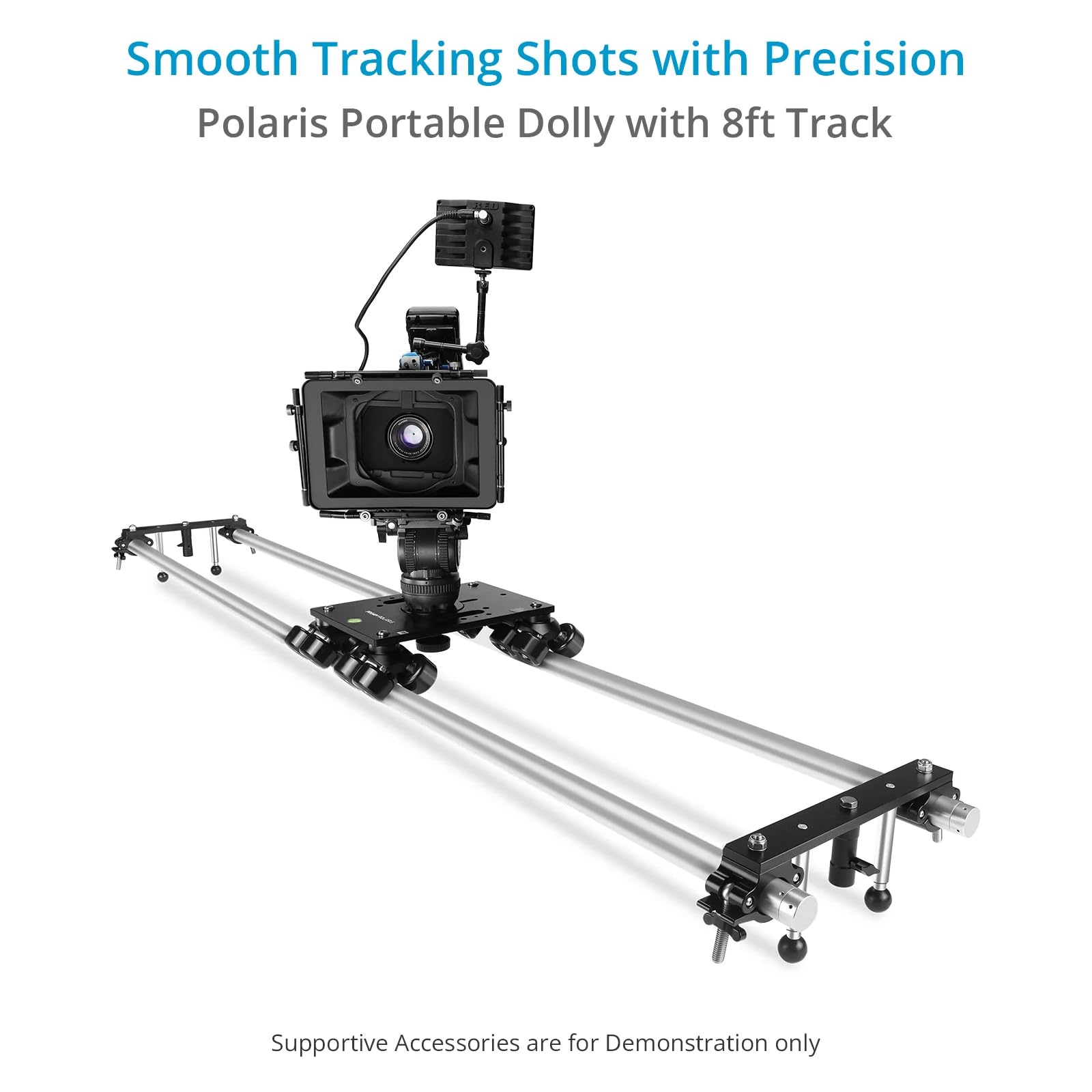 PROAIM Polaris DL-PLRS-4P - Carrello portatile per videocamere e videocamere, con binario da 2,4 m e supporto Mitchell integrato, carico utile fino a 200 kg