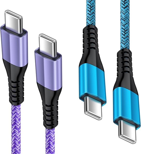 USB C to USB C Cable, [2 Pack 6FT] 60W 3A USB Type C to Type C Charger Cable PD Fast Charging Lead for Samsung Galaxy S22/S21/S20/A13/A23/A33/A53/A52s/M33/Z Flip 4, Google Pixel, Pad Air, MacBook Pro