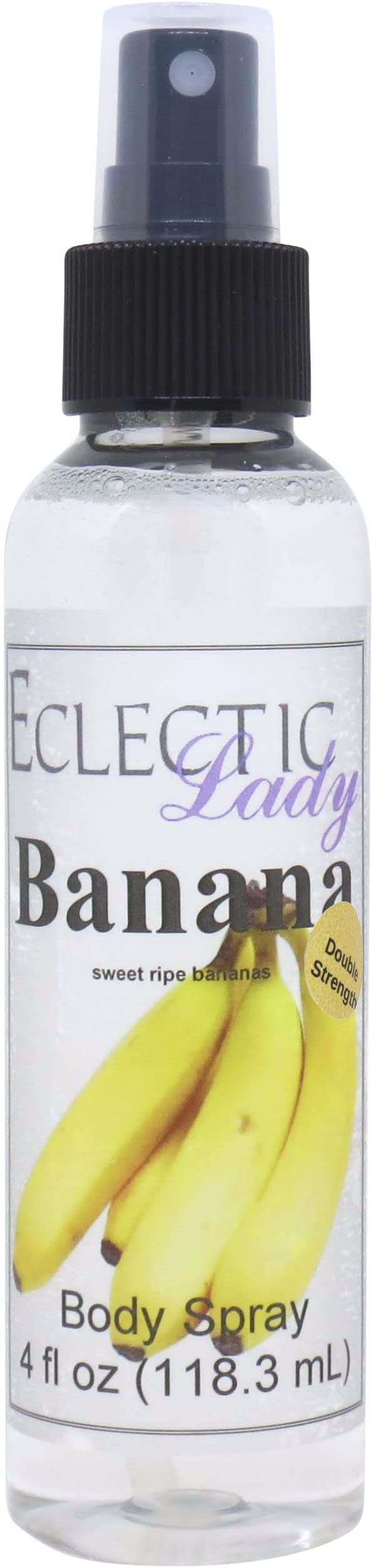 Eclectic Lady Banana Body Spray, Double Strength, 4 ounces, Body Mist for Women with Clean, Light & Gentle Fragrance, Cologne with Soft, Subtle Aroma For Daily Use