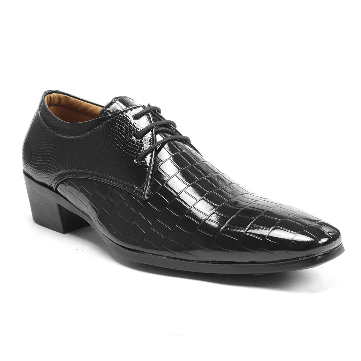 Men's 2 Inch Heel Height Increasing Formal Derby lace-Up Shoes[BAX599]-picture-44