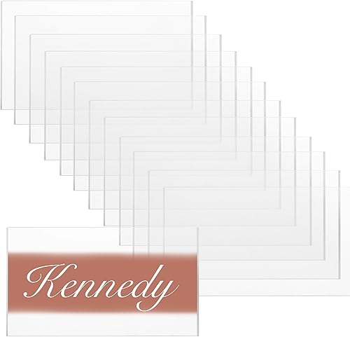Spec101 Tarjetas de lugar de acrílico  2 x 3.5 pulgadas rectangulares de acrílico en blanco para letreros acrílicos y tarjetas de lugar de mesa, 100