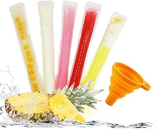Pop Bags Pop Mold Bags, 100 Pcs Disposable Ice Popsicle Mold Bags, BPA Free Ice Pop Pouch with A Funnel for Yogurt, Ice Candy, Ice cream Party Favors(8x2inch)