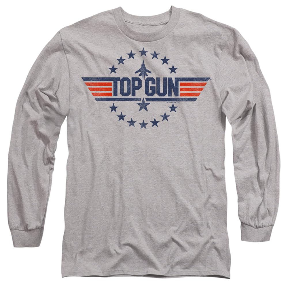 Top Gun Star Logo Unisex Long Sleeve T Shirt, Athletic Heather, XX-Large