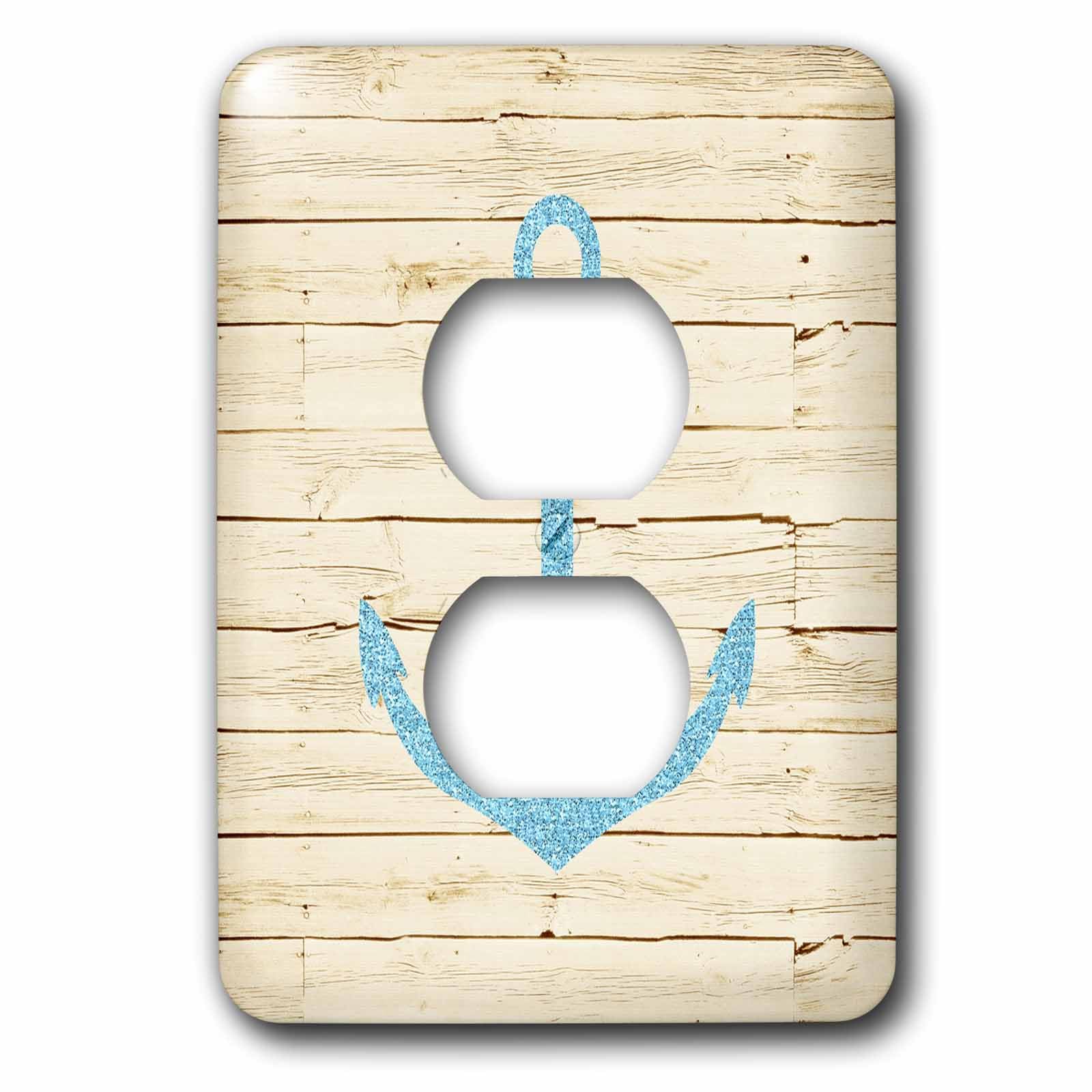 Placa para cubrir dos interruptores de pared con diseño de ancla blanca 3dRose lsp_179106_6