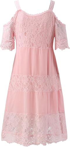 Miniatura 5 de Vestidos casuales de mujer con hombros descubiertos y encaje de media manga, vestido de otoño, vestido de encaje de moda, vestido midi de boda,