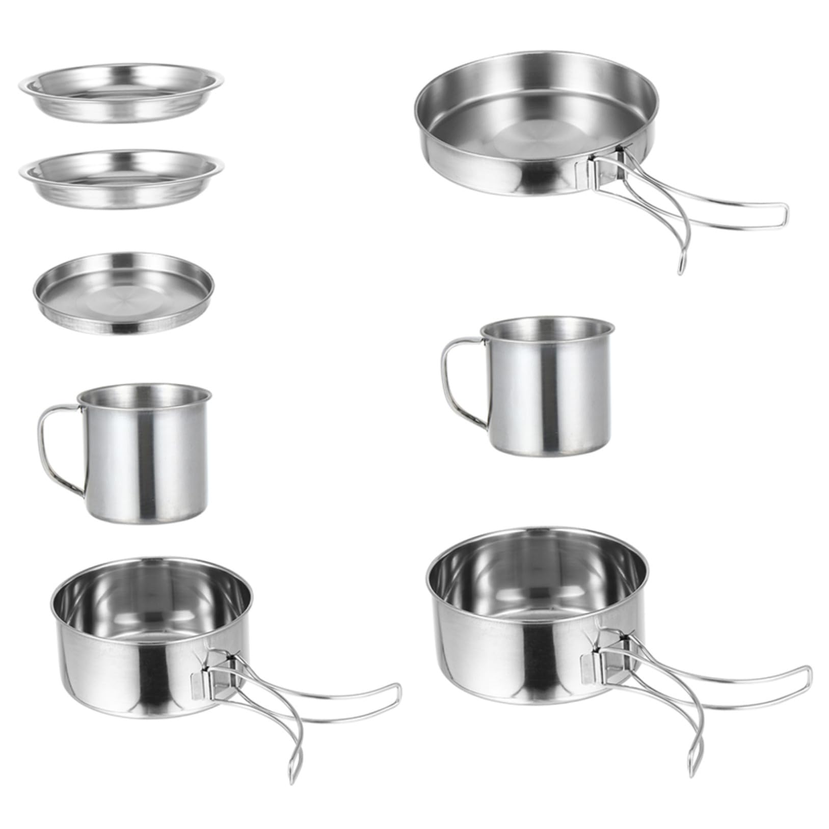 TOYANDONA Ensemble Cuisine de Camping 8 Pièces en Acier Inoxydable, Poêles et Casseroles Pliables pour 5-6 Personnes, Kit Ustensiles Barbecue Randonnée Outdoor, Set Popote Léger et Compact