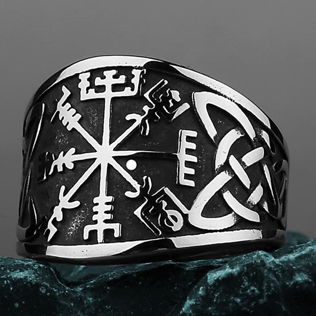 Jude Jewelers Retro Vintage Stainless Steel Viking Vegvisir Pirate Compass Nordic Norse Symble Cocktail Party Biker Rings