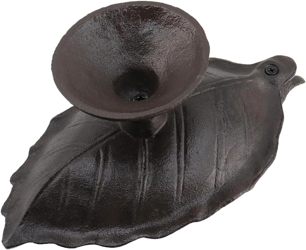 1Pcs Black Cast Iron Storage and Display Piece for Storage and Home Decoration, 9.17" x 5.35" x 3.54" Leaf-Shaped Bird Feeder 6331 for Outdoor Garden Bird Feeding