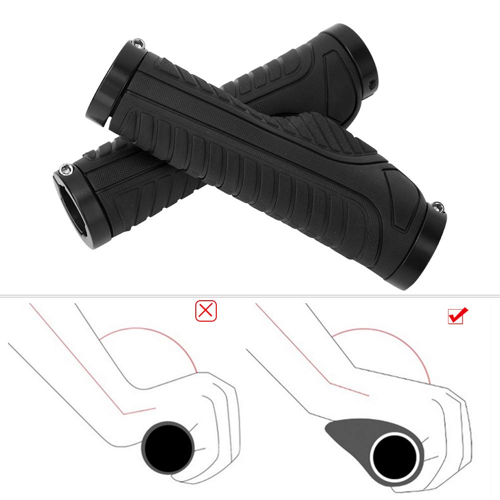 1 Pair Mountain Bikes Handlebar Grips, Rubber Bikes Handlebar Grips, Avoid Slip Bikes Handle Bar Grips, for Long-Lasting Bikes Hand Bar End Grips for All Regular Handlebars(Black)