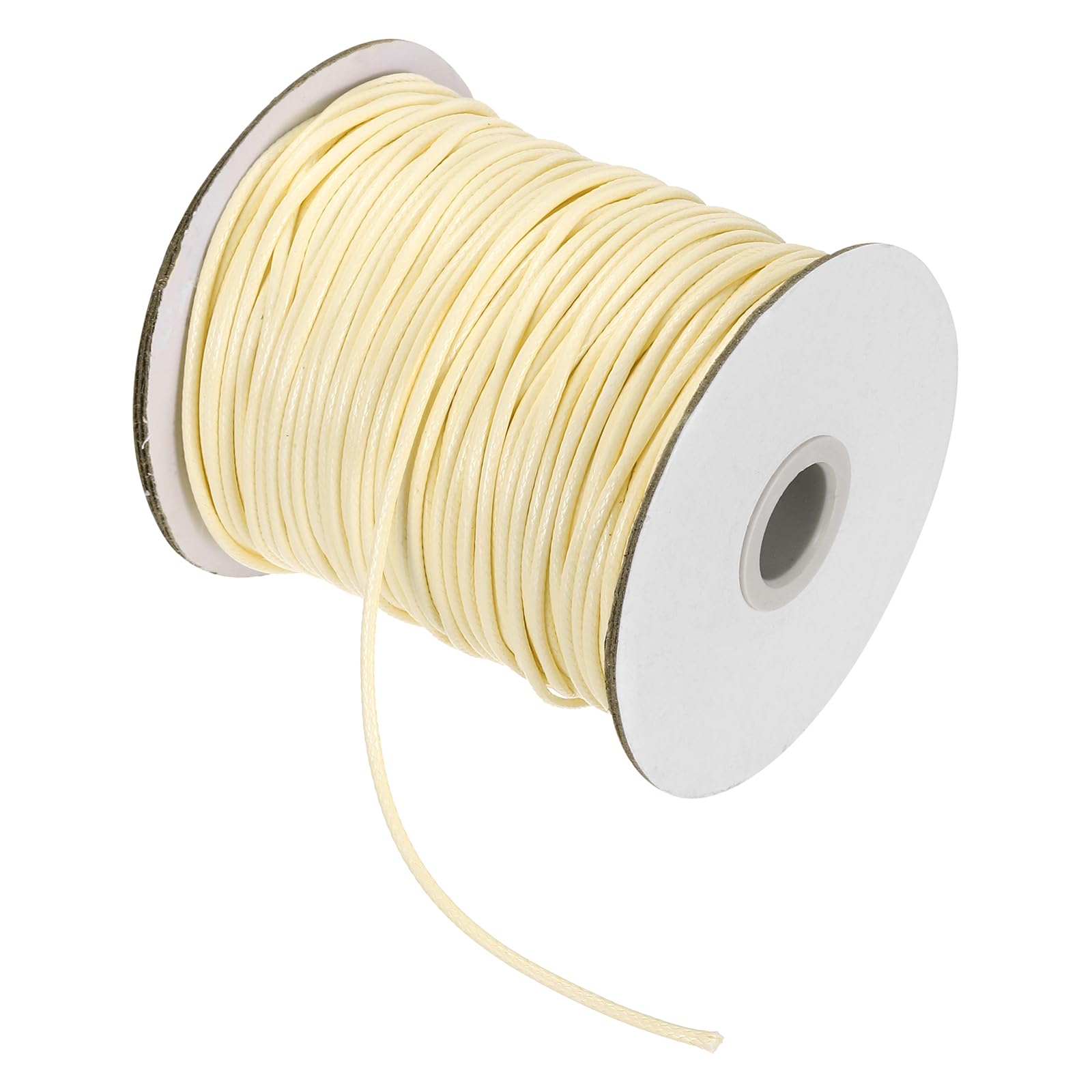 QUARKZMAN Cordino Cerato 2mm Filo Cerato 87 Iarde Cordone In Pelle Per Realizzazione Bracciali, Collane, Bigiotteria, Creazione Gioielli e Lavoretti Fai Da Te (Beige)