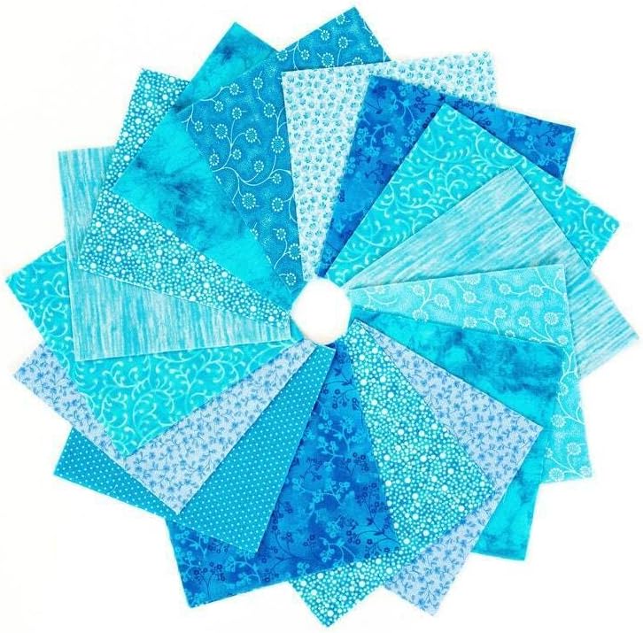 Fabric It's All Turquoise 90-pc precut Charm Pack 5" Squares 100% Cotton Fabric Quilt