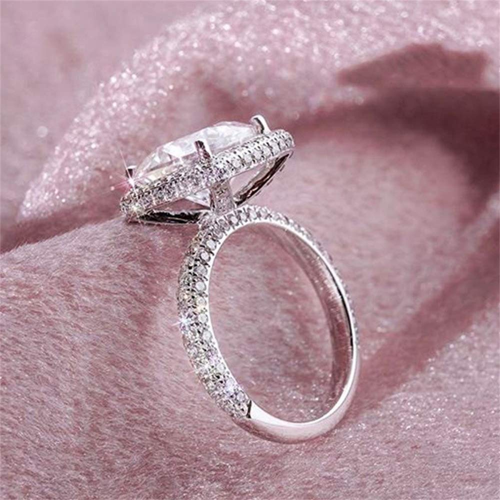 Cz Rings For Women Fashion 925 Sterling Silver Shiny Full Diamond Ring  Princess Square Cubic Zirconia Rings CZ Diamond Multi Row Ring Eternity ..., image size:1000x1000