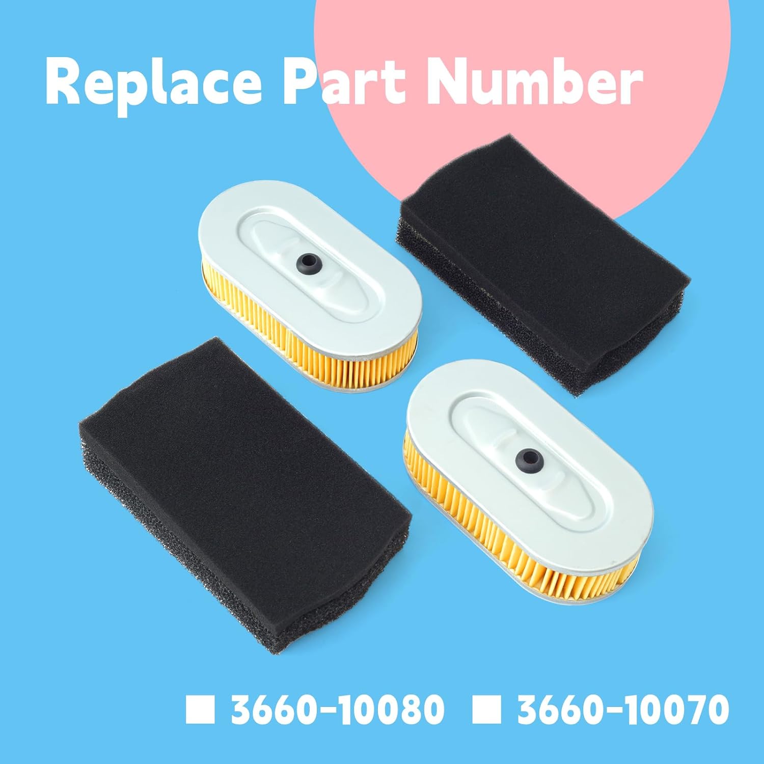 3660-10080 2 Set Air Filter Kit Replacement for Mikasa for Multiquip for Tamper Model MTX50 MTX60 MTX70 MTX80 MTX90 Lawn Mower Replace 3660-10070