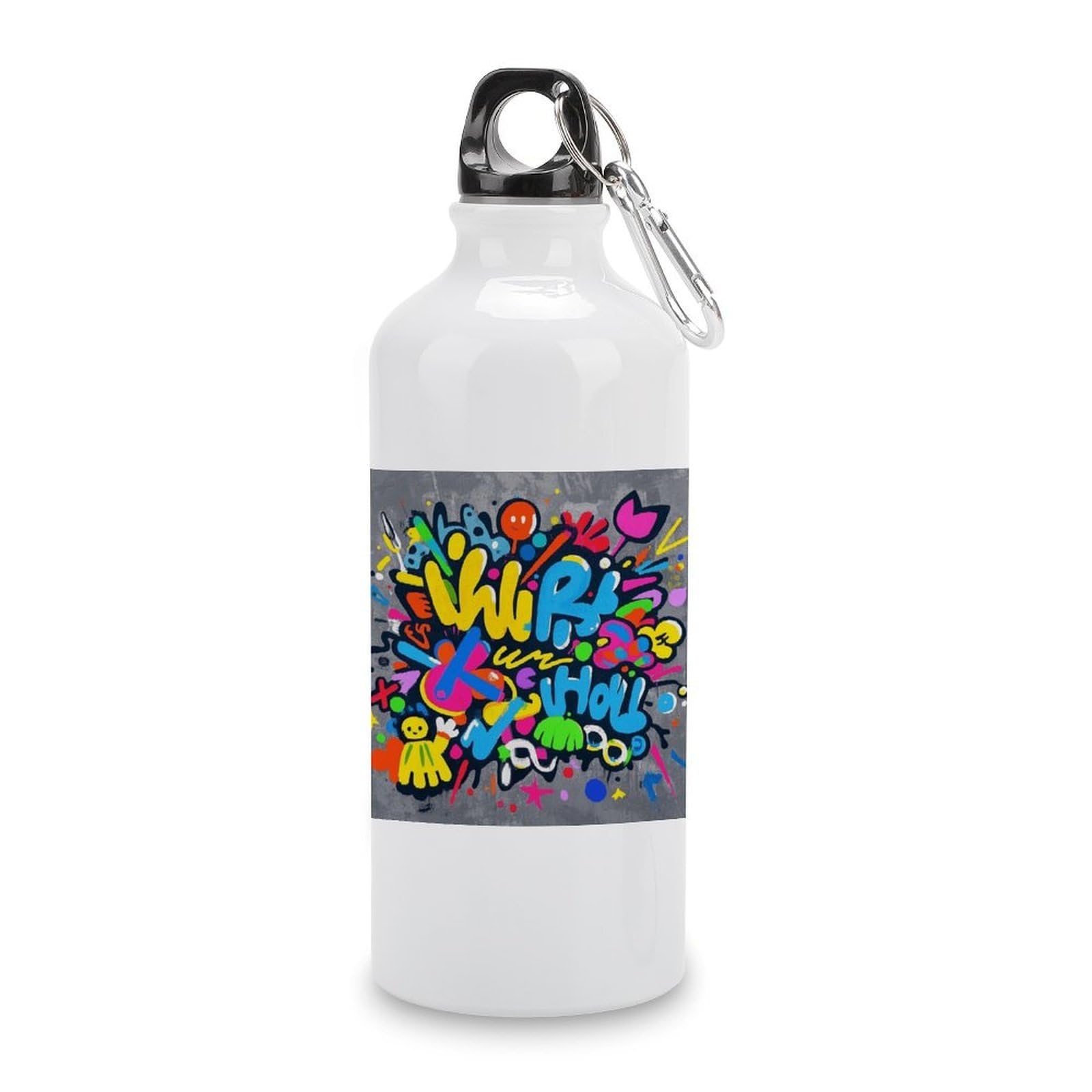 Fekiloot Style Graffiti Aluminum Water Bottle Travel Tumbler Reusable Lightweight Outdoor Sports Water Bottles For Gym Sports Camping Hiking Fishing600ml