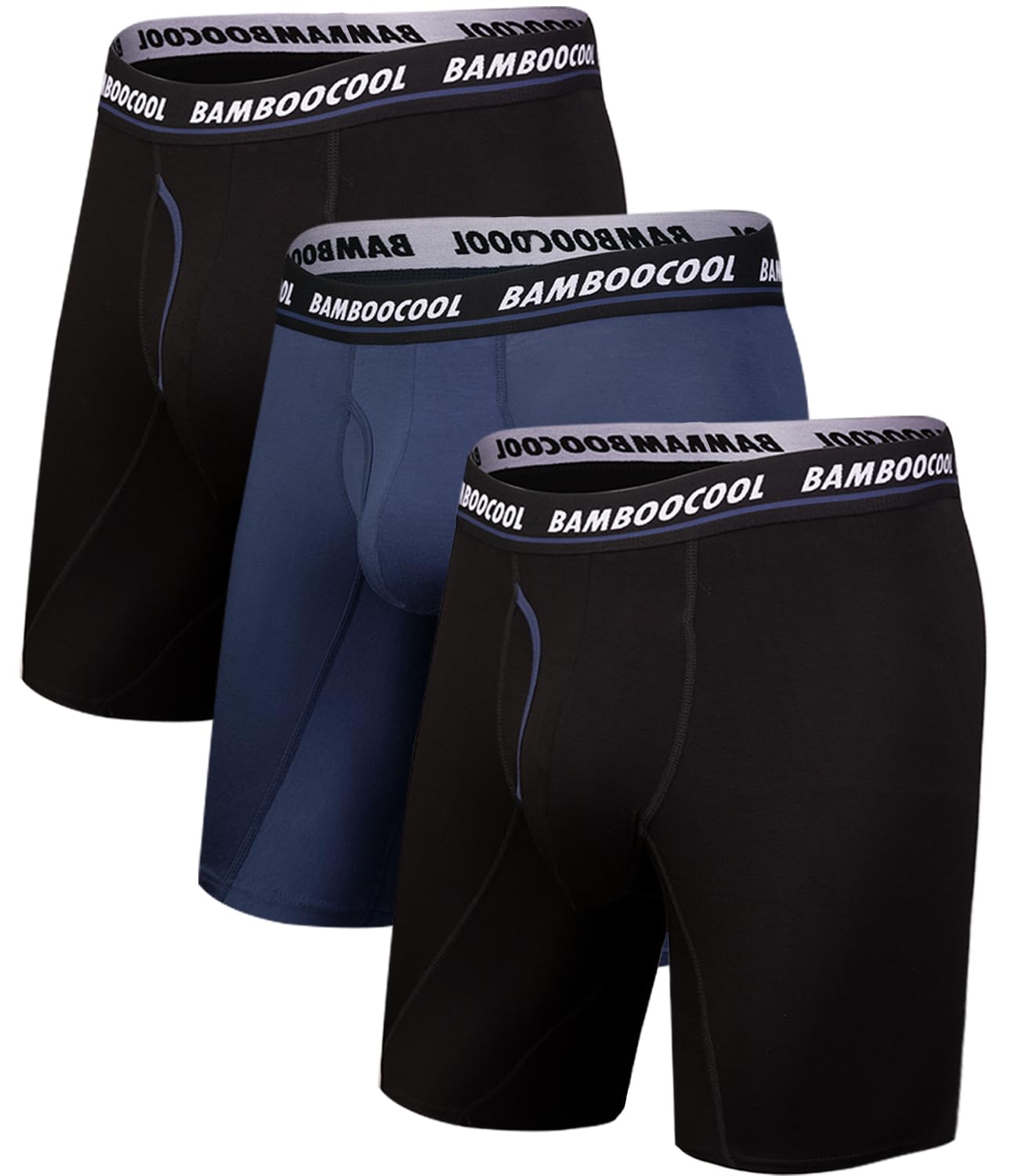 Photo 1 of ***SEENOTES***BAMBOO COOL Men's Long Boxer Briefs Performance Long Leg Sports Boxer Brief Underwear MultiPack (XXXL)