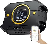 Vista 1 de BougeRV Li 20A PWM Controlador de carga solar 12V 24V, regulador de panel solar con pantalla retroiluminada, puerto USB, parámetro ajustable