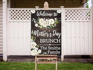 Floral Happy Mothers Day Sign, Rustic Mother's Day Sign, Mothers Day Brunch, Mother's Day Family Reunion, Mother's Day Party Gift, Welcome Sign Handmade Party Supplies, Size 24x18, 36x24 and 48x36