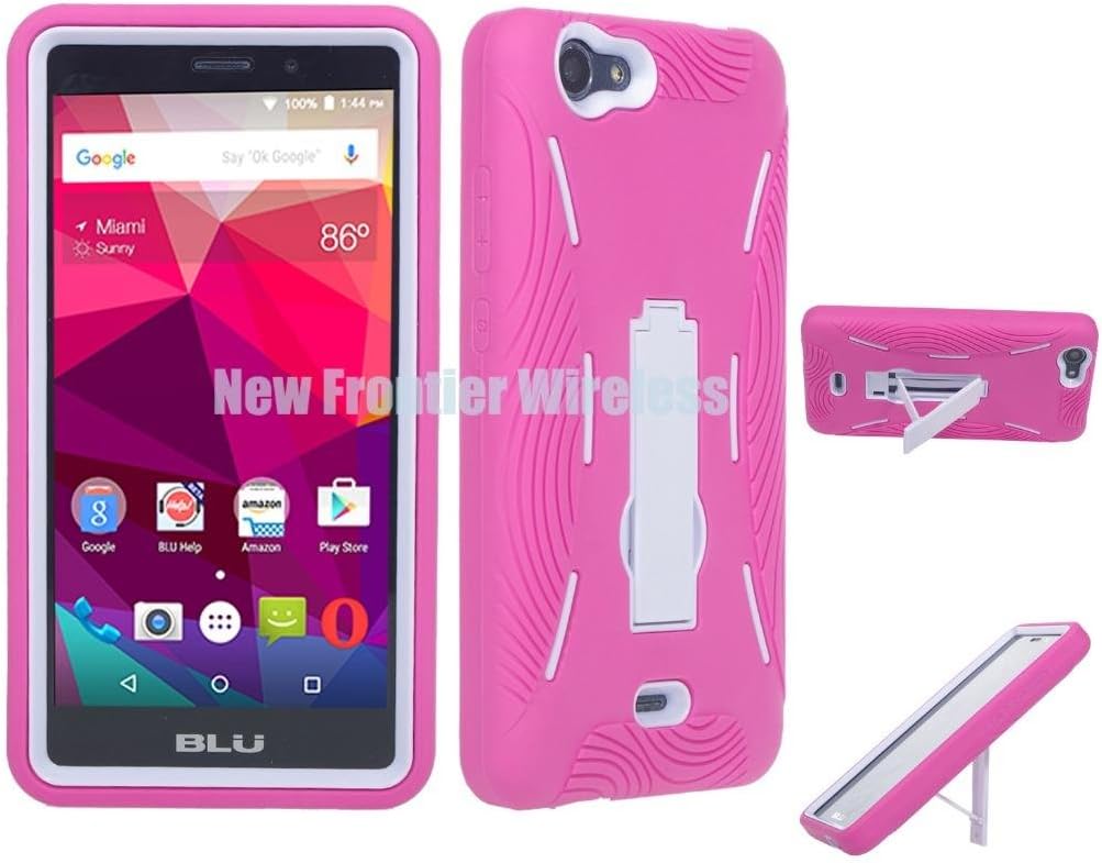 BLU Life XL (L050U) Premium Rugged Heavy Duty Dual Layer Kickstand Case (HVD Pink/White)