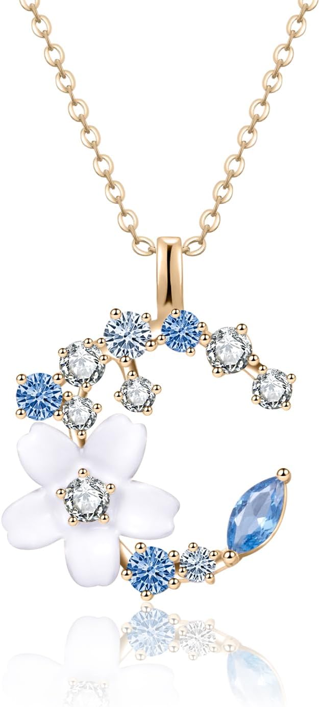 Crescent Moon Butterfly Star Flower Necklaces for Women,Silver Rose gold Pendant, Birthday or Mother's Day Fine Jewelry Anniversary Christmas Gift for Women Wife Mom Girlfriend Lady