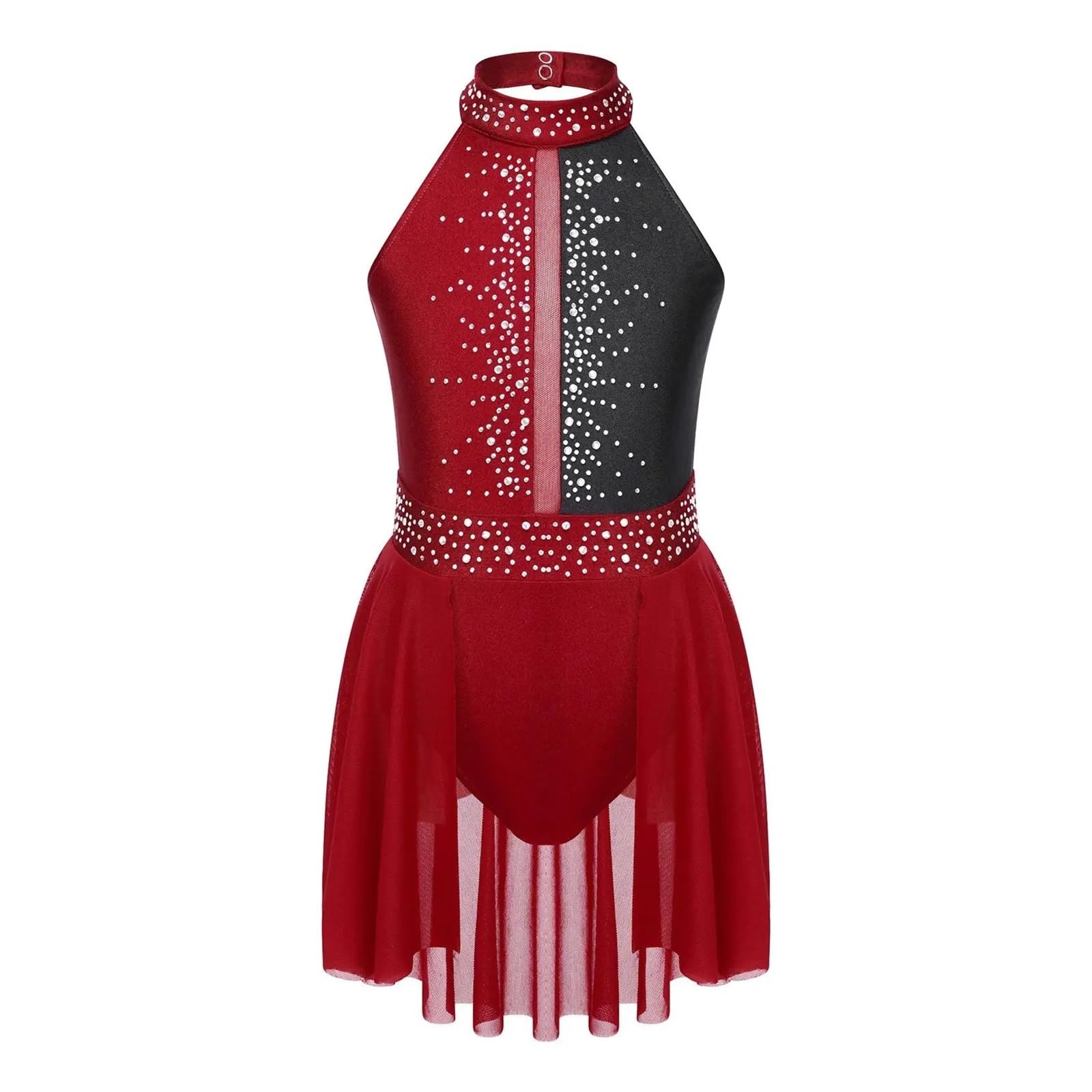 Vestido Patinaje Artistico Vestido de patinaje sobre hielo for niñas, leotardo de gimnasia con diamantes de imitación brillantes, vestido de patinaje artístico sin espalda, traje de baile lírico for n
