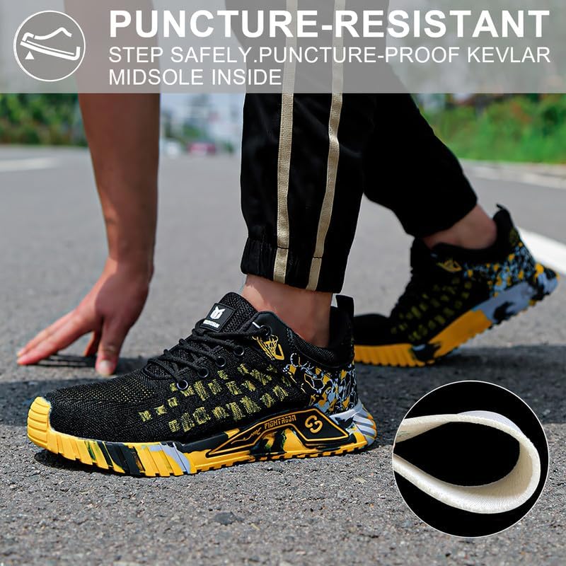 AONEGOLD Steel Toe Shoes for Men Women Comfortable Lightweight Safety Sneakers Slip Resistant Indestructible Construction Work Shoes