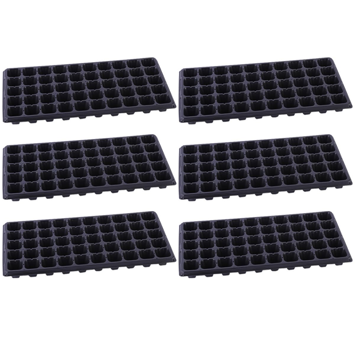 GLEAVI Bandejas de Germinación de 50 Celdas en PVC Negro para Cultivo de Vegetales y Suculentas, Paquete de 6 Piezas para Vivero en Tiendas y Jardines