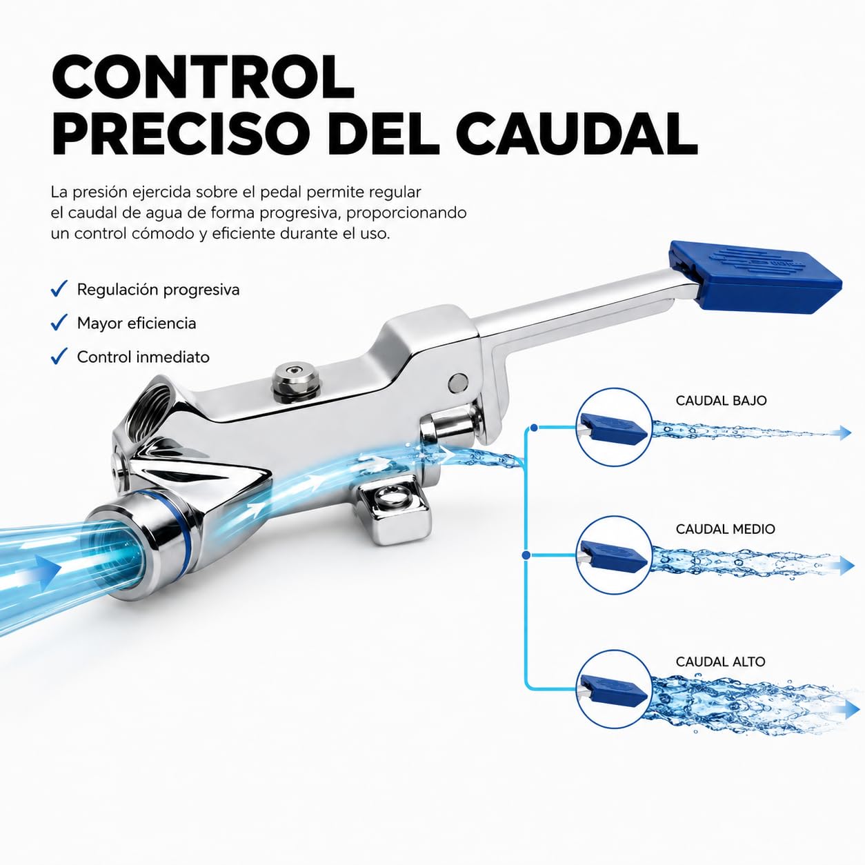 GENEBRE Grifo a Pedal para Cocina Industrial Profesional (Horizontal) | Válvula de 1 agua con accionamiento por pedal para trabajar con mayor higiene y mantener las manos libres.