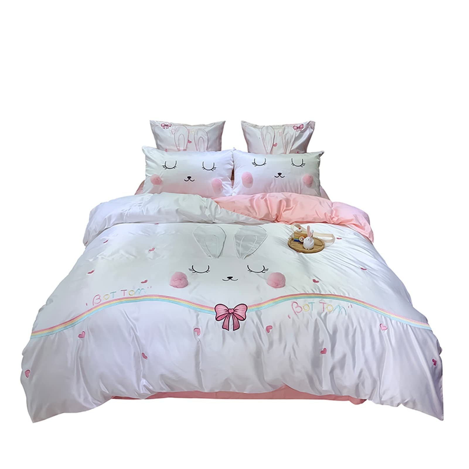 Amazon Star Empty 4ピース寝具 小さなフレッシュプリンセススタイルの綿4ピースコットン刺繍弓キルトカバーガールハート寝具 Color ピンク Size 2 0m 寝具カバーセット オンライン通販