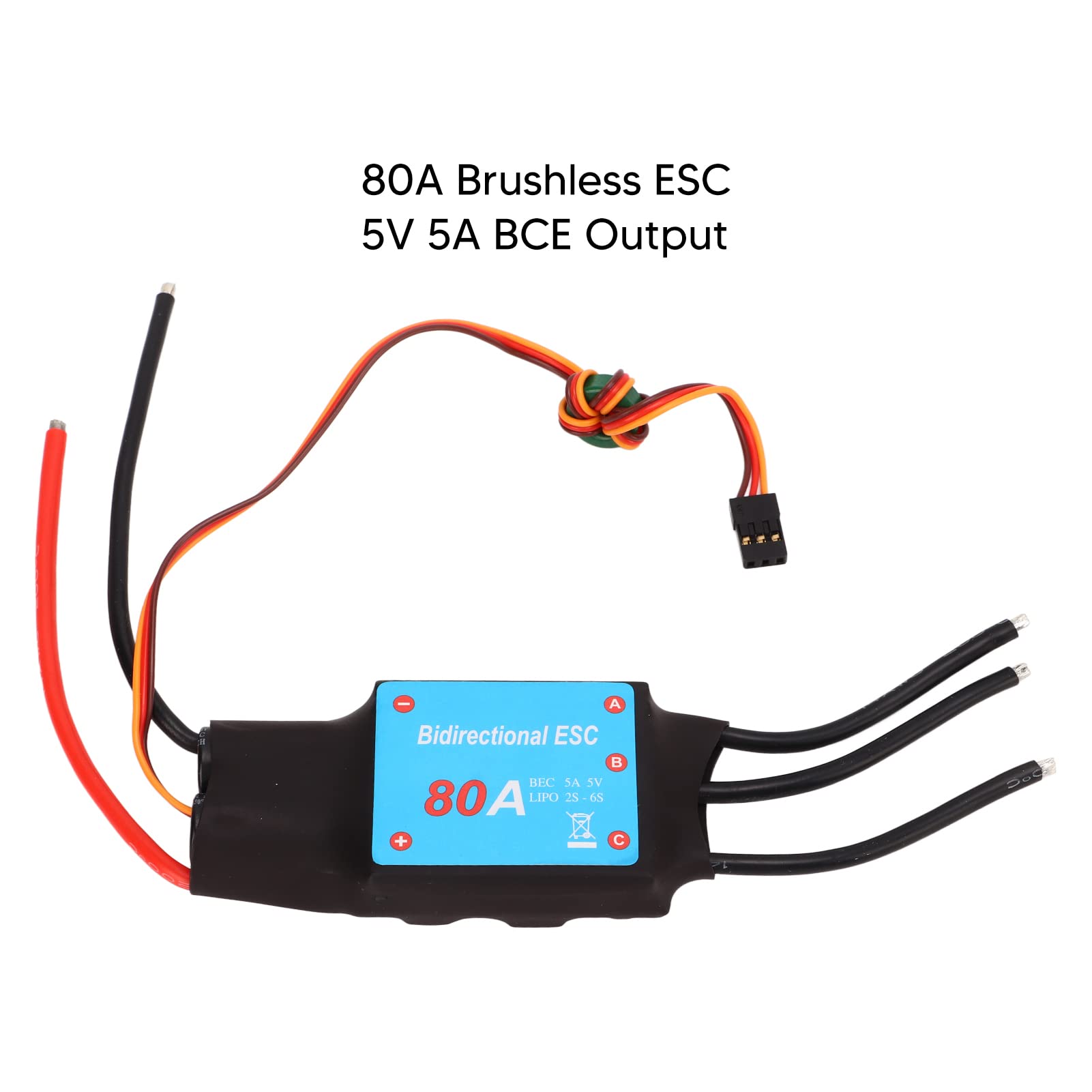 Łódź RC bezszczotkowa ESC 80A z wyjściem 5 V 5 A BCE, wielofunkcyjny kontroler prędkości ESC, idealny do łodzi RC i podwodnego śmigła, funkcje automatycznego uczenia się, alarm czasowy,
