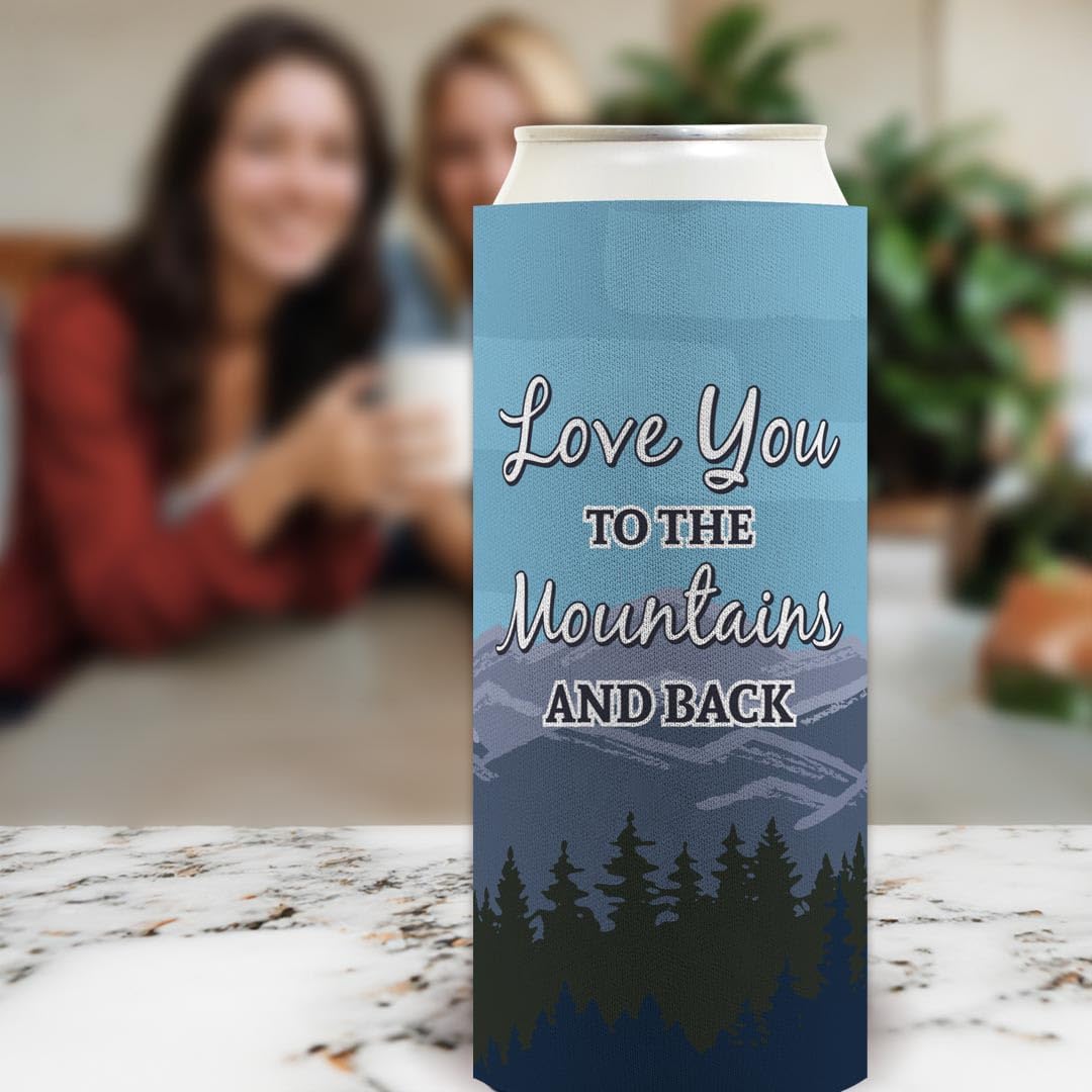 Hiking Camping Accessories Love You to the Mountains and Back 12-Pack Ultra Slim Can Thermocoolers