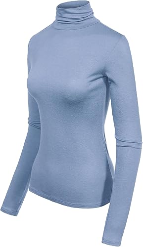 Miniatura 2 de MixMatchy Women's Basic Long Sleeve High Turtle Neck Slim Fit Top Shirt