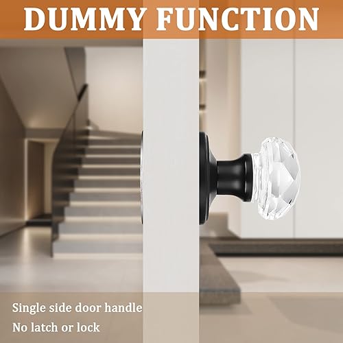 Miniatura 10 de Orger Paquete de 2 pomos de puerta de vidrio con roseta negra plana, pomos de puerta de bañocama para uso de privacidad, manijas de puerta