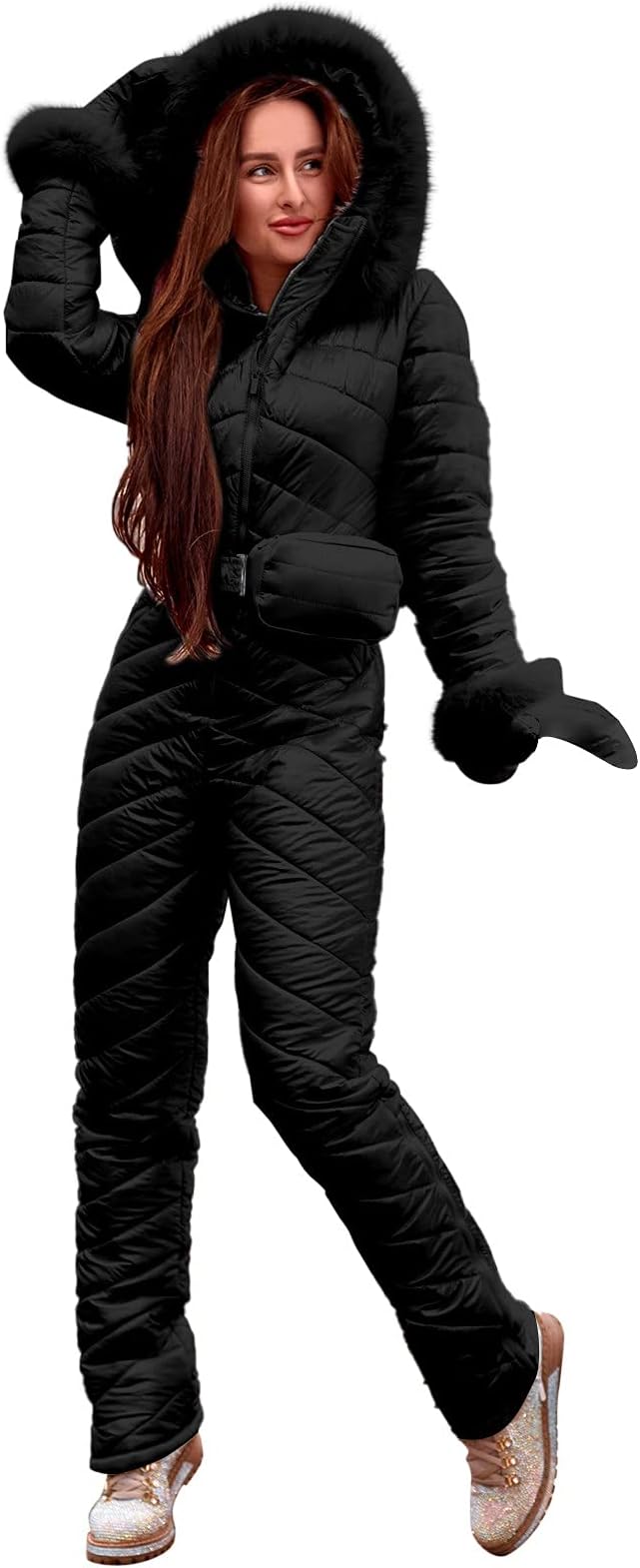 HOPHOWomen S-5XL Ski Suits One Piece Jumpsuits Overalls Winter Outdoor Snow Suits Waterproof Snowboard Jacket