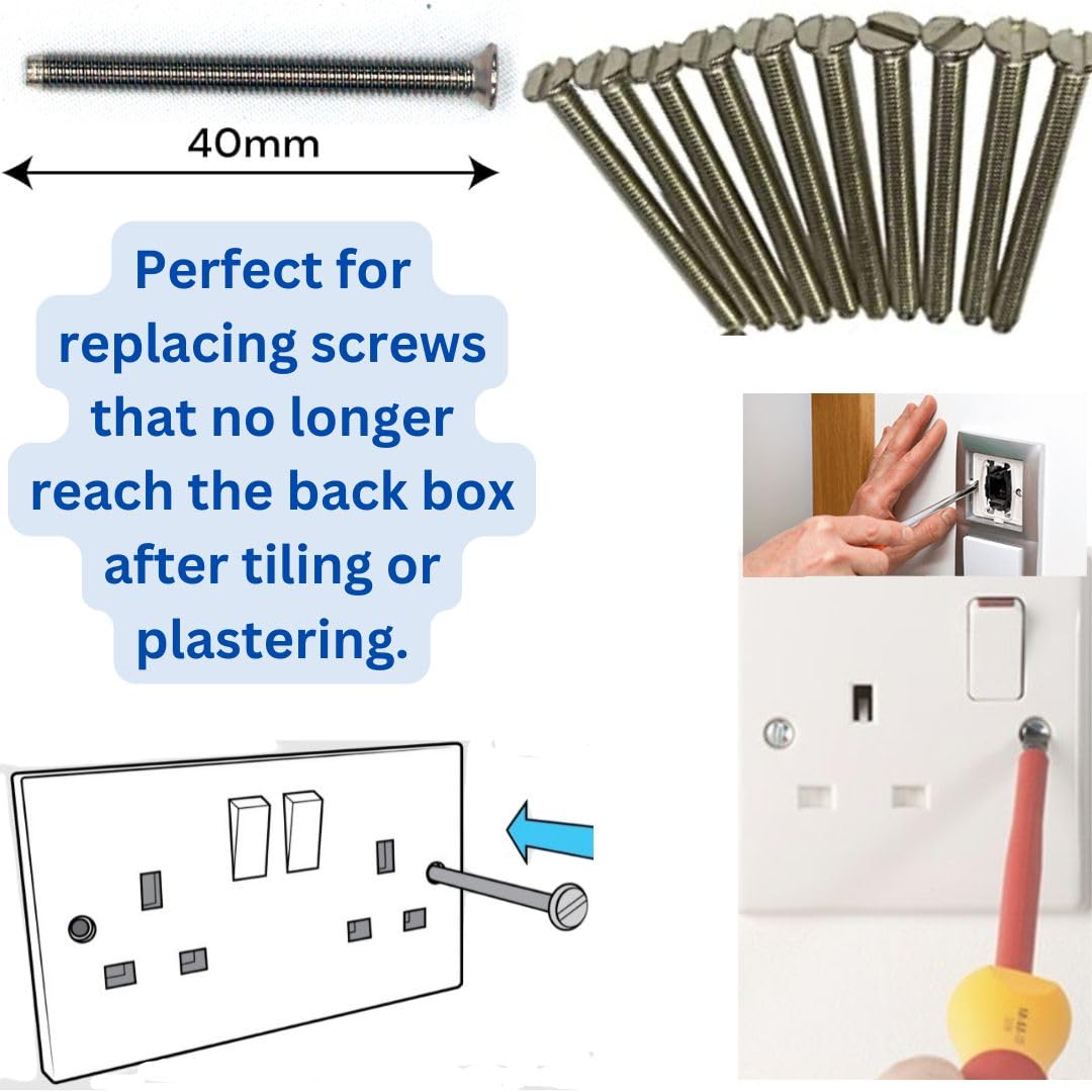 Electrical Long Socket Screws 40mm, 50mm, 75mm Black Nickel, Brass - Image 2