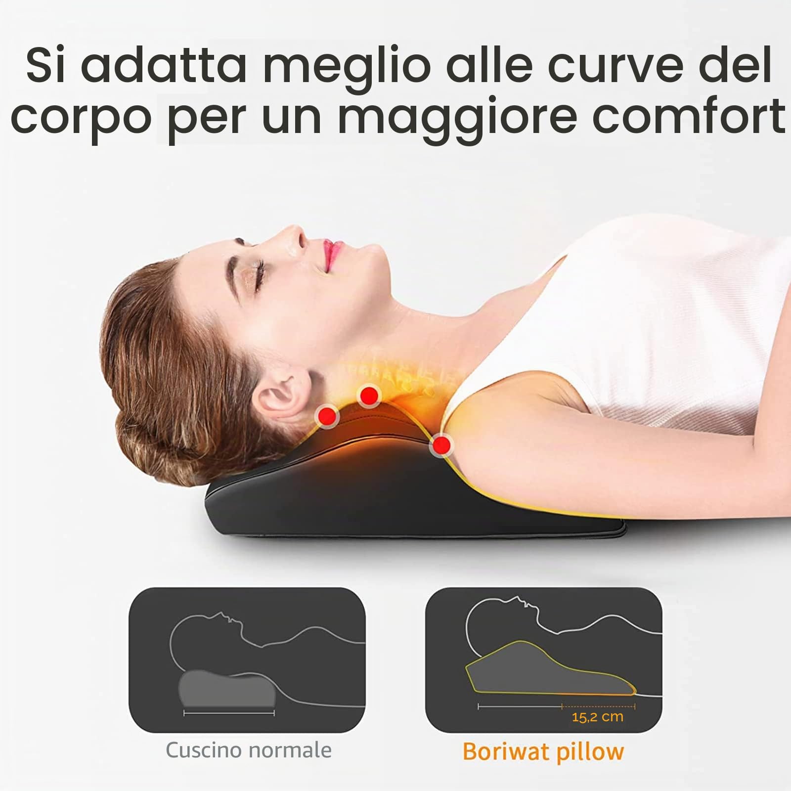 Massaggiatore Cervicale Riscaldante, Cuscino Massaggiante Shiatsu Allevia il Dolore Collo, Spalle e Schiena, Può Essere Utilizzato, Casa, Ufficio, Auto, Regalo Uomo, Donne, Familiari e Amici
