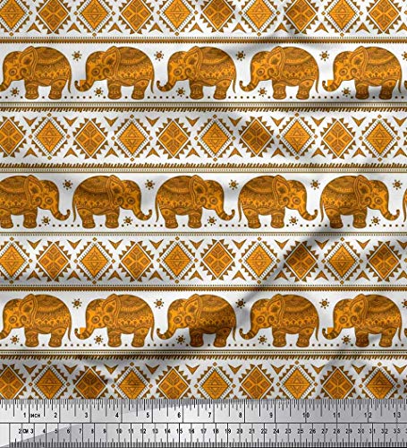 Soimoi Viscose Chiffon Fabric Aztec & Tribal Elephant Ethnic Printed Fabric 1 Yard 42 Inch Wide Soimoi Viscose Chiffon Fabric Aztec & Tribal Elephant Ethnic Printed Fabric 1 Yard 42 Inch Wide