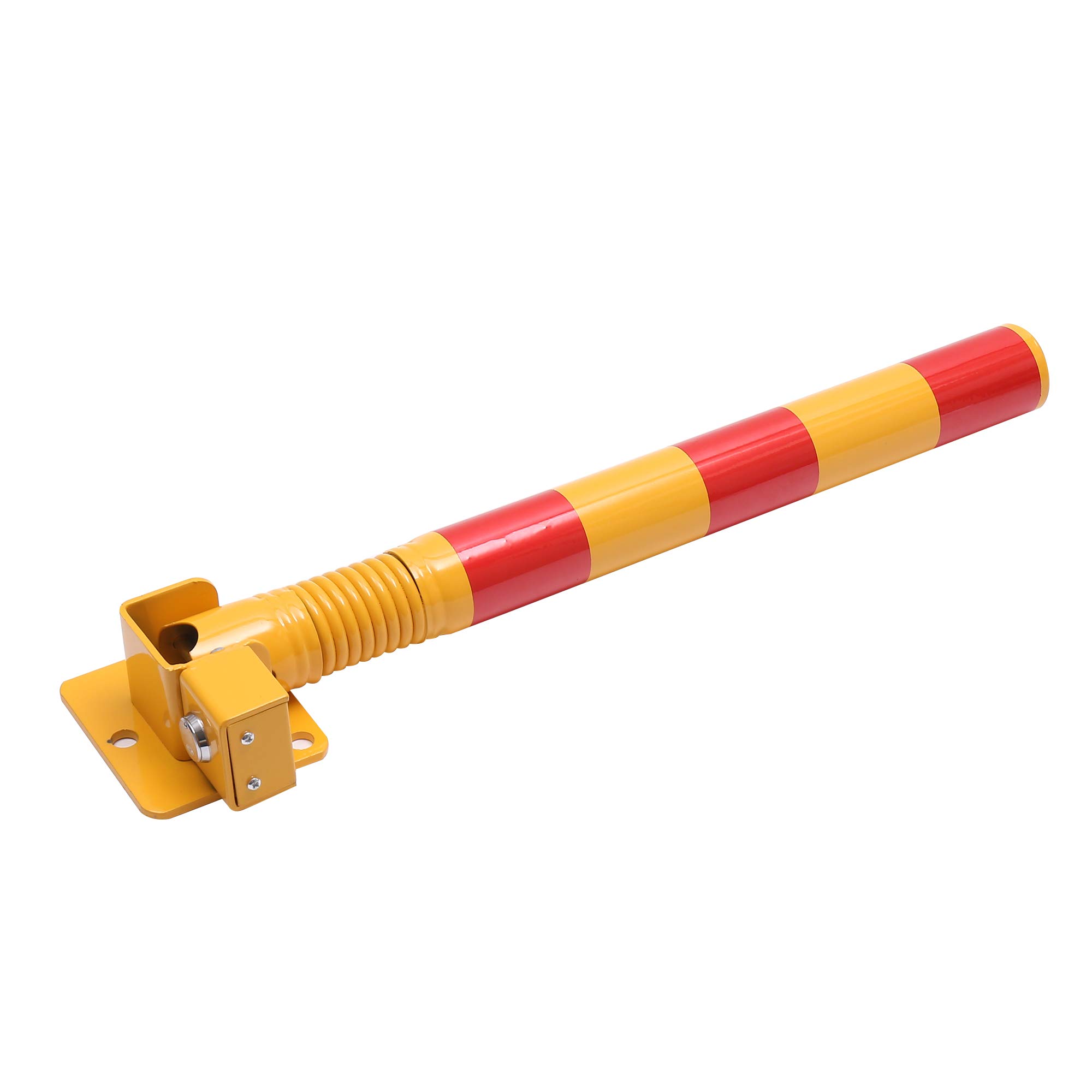 KATSU Bolardo de Bloqueo de Espacio para Estacionamiento de Automóviles con Resorte, Bloqueable Plegable Poste de Barrera de Parking de Coche, Amarilla y Roja, 60cm de Altura