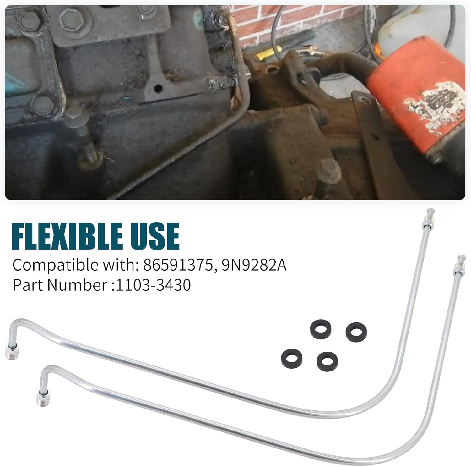 Dokili 2 Pack 1103-3430 Fuel Gas Lines Replacement For Ford New Holland Tractor 2N 8N 9N 9N9282A 86591375