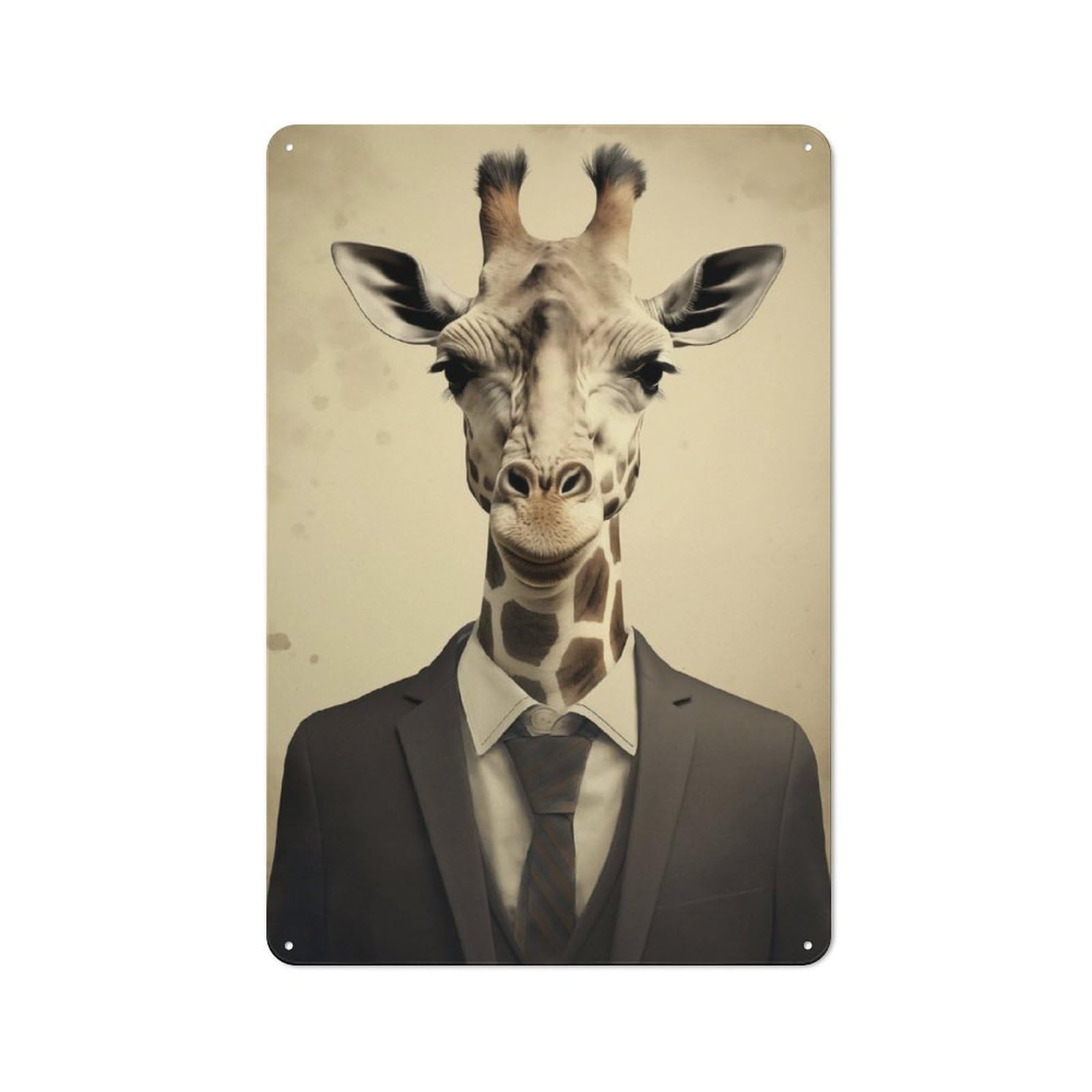 Junmoney Giraffe In A Suit Industrial-Style Metal Plaque 30X20cm For Hallway Wall, A Winter Wall Decor Update For Hallway Decor Lovers